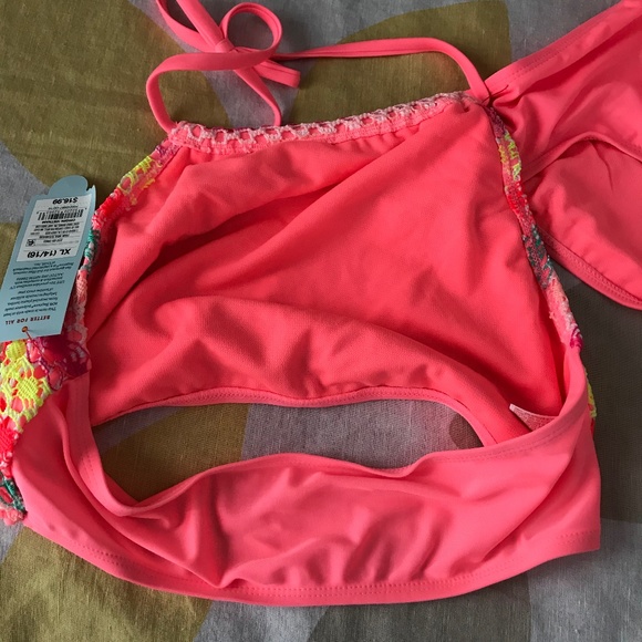 Cat & jack bright pink girls tankini Sz XL striped - Picture 5 of 7